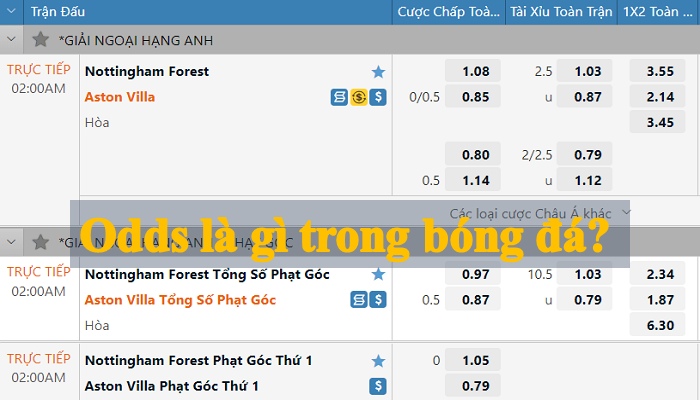 Odds là tỷ lệ kèo trong cá cược bóng đá