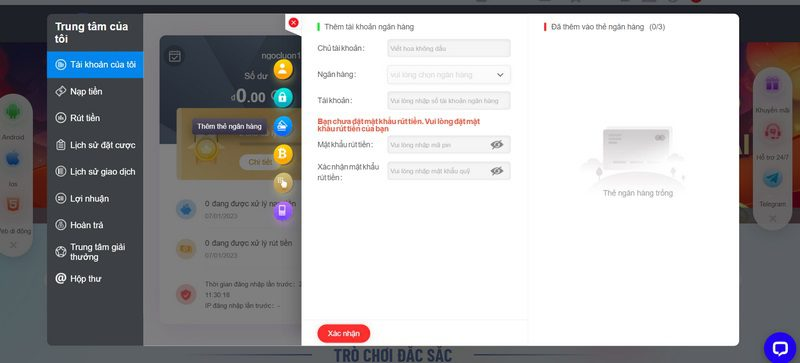 Bạn nhập chính xác thông tin tài khoản để hệ thống xét duyệt lệnh chuyển tiền.
